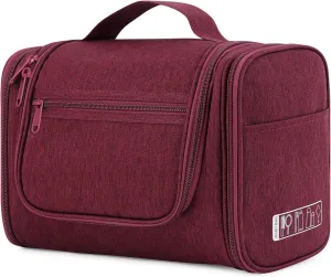 WANDF Large Hanging Toiletry Bag Travel Cosmetic Makeup Organizer Water-Resistant Shower Bathroom Bag for Women and Men (Red)