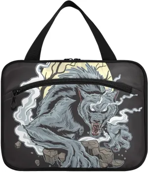 Ware Wolf Dark Night Toiletry Bag Travel Bag Hanging Cosmetic Bag for Women - Medium