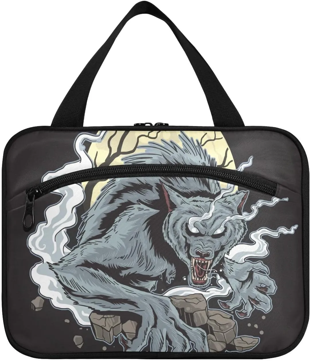 Ware Wolf Dark Night Toiletry Bag Travel Bag Hanging Cosmetic Bag for Women - Medium