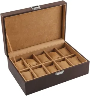 Watch Box Case Watch Organizer 10 Grids Watch Box Leather Jewelry Display Box Removable Storage Metal Buckle Bracelet Collection Watch Storage Boxes Watch Display Box (Color : B)