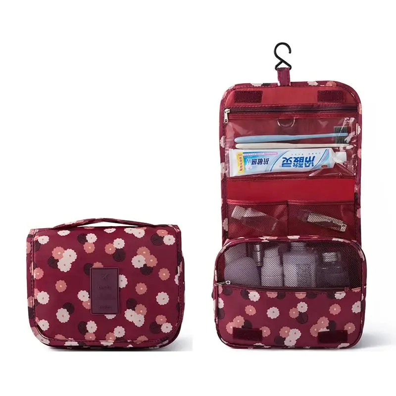 Waterproof Cosmetic Bag for Women - Travel Toiletry Organizer with Hook