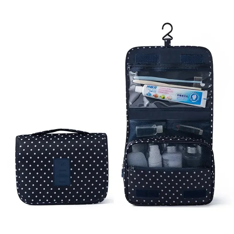 Waterproof Cosmetic Bag for Women - Travel Toiletry Organizer with Hook