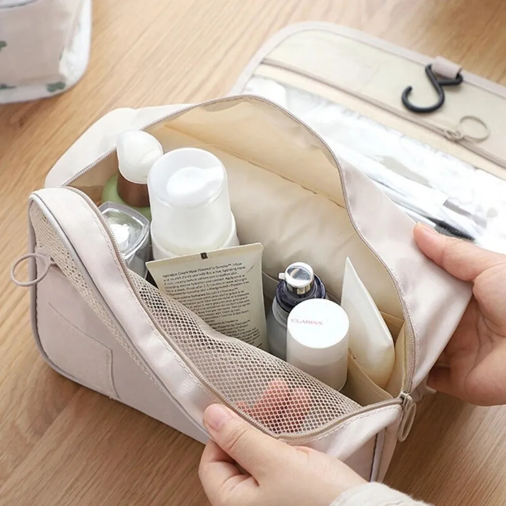 Waterproof Hanging Cosmetic Storage Bag with Mesh Pockets Hook