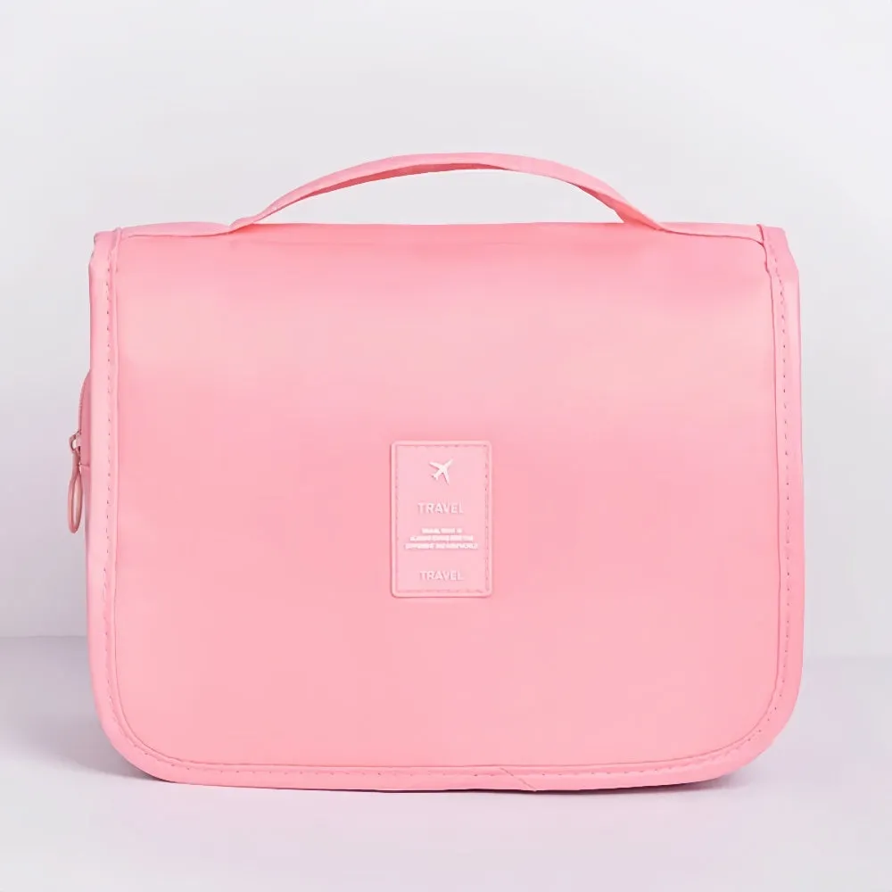 Waterproof Hanging Cosmetic Storage Bag with Mesh Pockets Hook