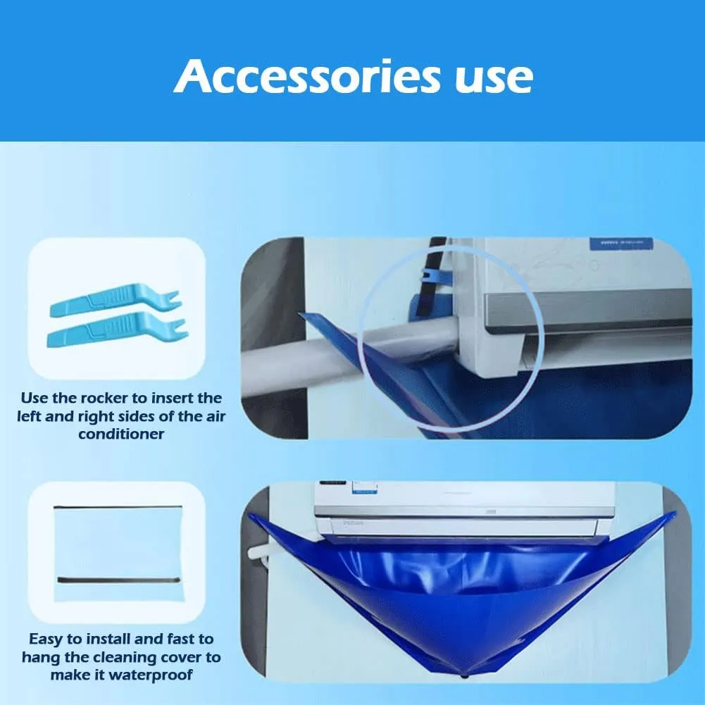 Waterproof Split Air Conditioner Cleaning Kits, Wall Mounted Air Conditioning Dust Washing Clean Cover Air Conditioner Service Bag for 1~1.5P Hanging Air Conditioners (Blue,size:135x60cm)