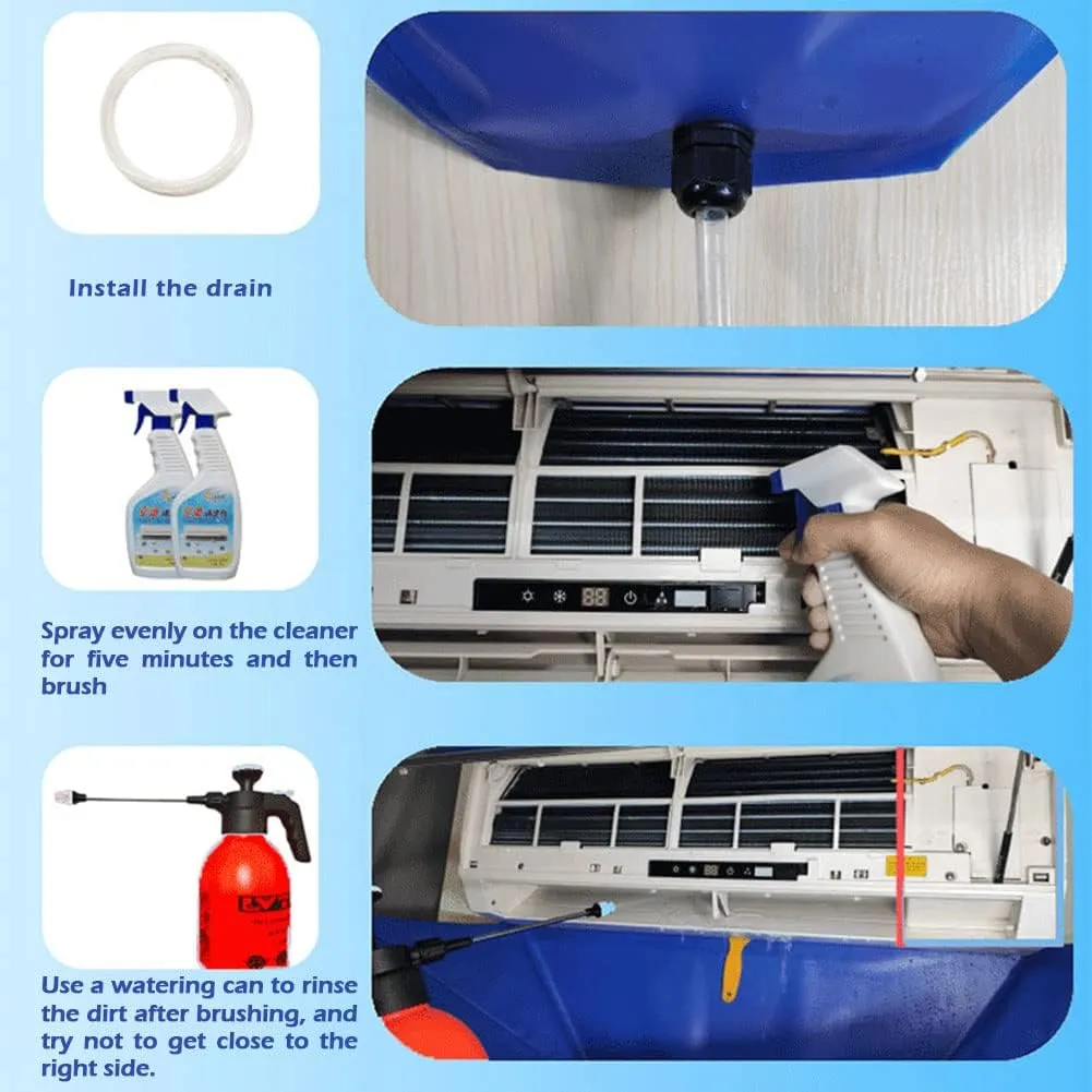 Waterproof Split Air Conditioner Cleaning Kits, Wall Mounted Air Conditioning Dust Washing Clean Cover Air Conditioner Service Bag for 1~1.5P Hanging Air Conditioners (Blue,size:135x60cm)