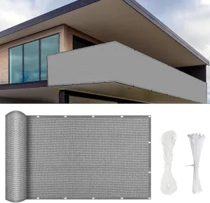 Waterproof Sun Shade Rectangle Sail,Outdoor Garden Fence Mesh Windscreen 1000 x 100 cm Weatherproof and UV Protected Grey Color Includes Cable Ties for Balcony and Terrace Privacy