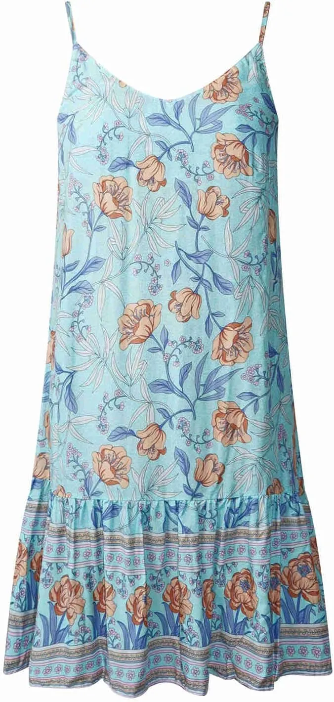 Watoriwa Women's Bohemian Print Dress - V-Neck,Loose Sleeveless, Spaghetti Strap Sundress & Coverup for Summer 2025