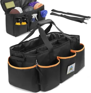 WDG 2PCS Detailing Caddy Organizer with Handle & Polisher Tote Bag Large Car Care Storage/Carry Bag for Car Cleaning Supplies & Housekeeper Cleaner