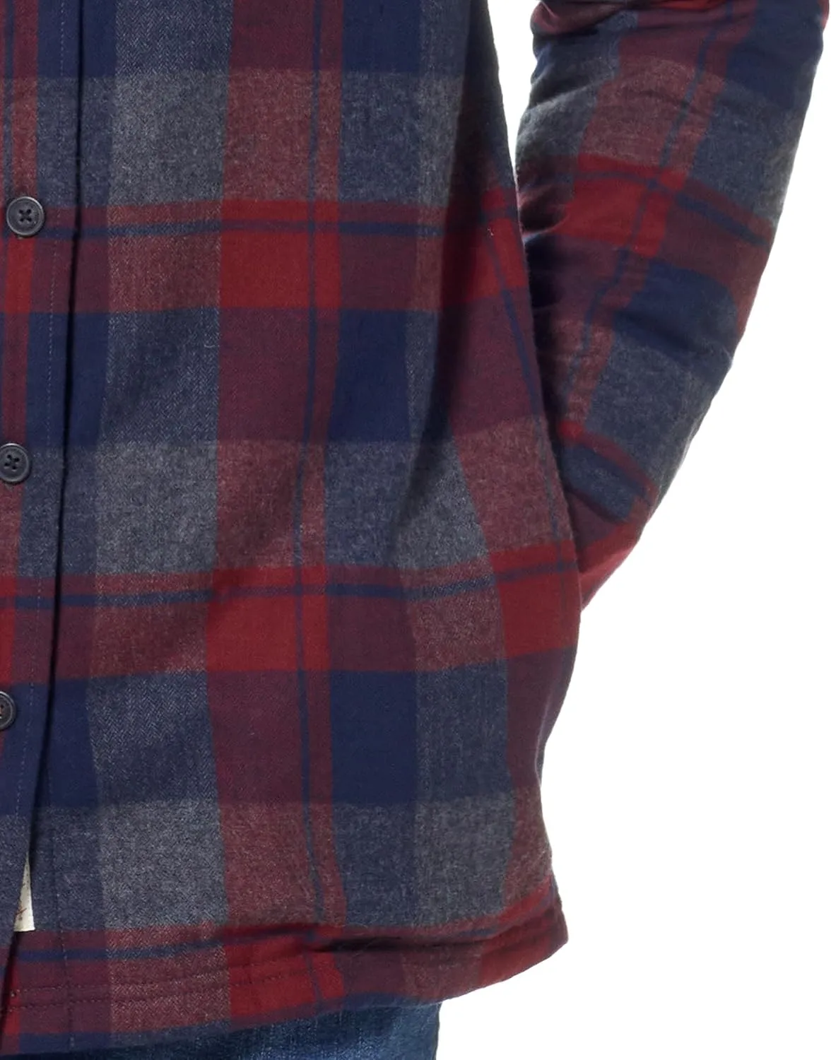 Weatherproof Vintage Mens Hooded and Non-Hooded Sherpa Lined Soft Brushed Plaid Flannel Button-Down Shirt Jacket