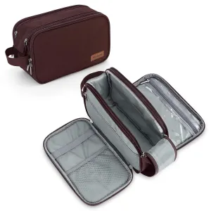 Wedama Thickened Polyester Toiletry Bag Men - Waterproof Dopp Kit for Business Trips, Camping, Brown