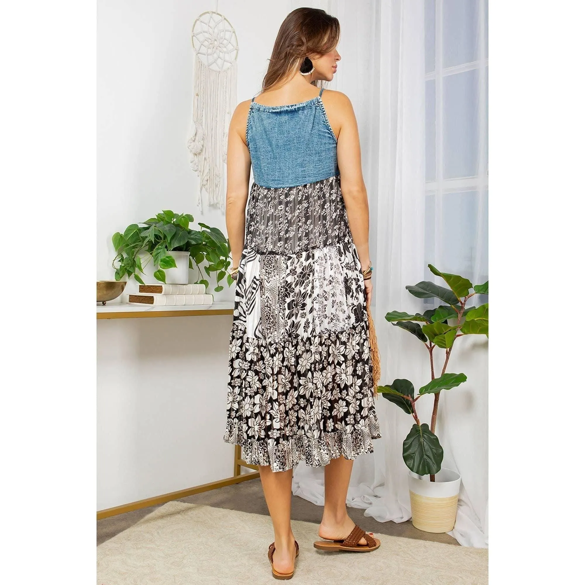 Western Charm With Aari Embroidered And Patchwork Dress: Black&White