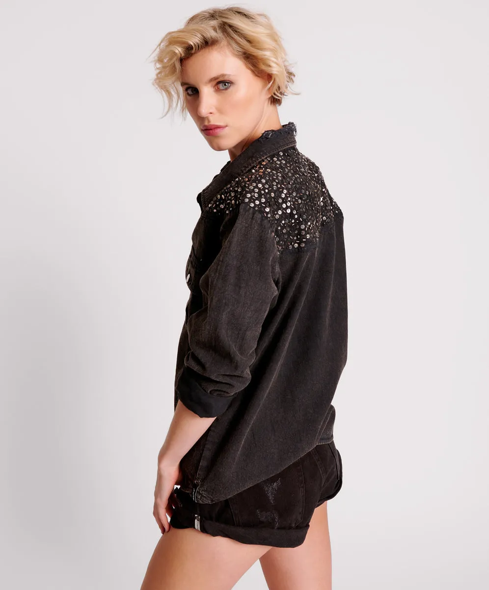 Western Denim Shirt - Black