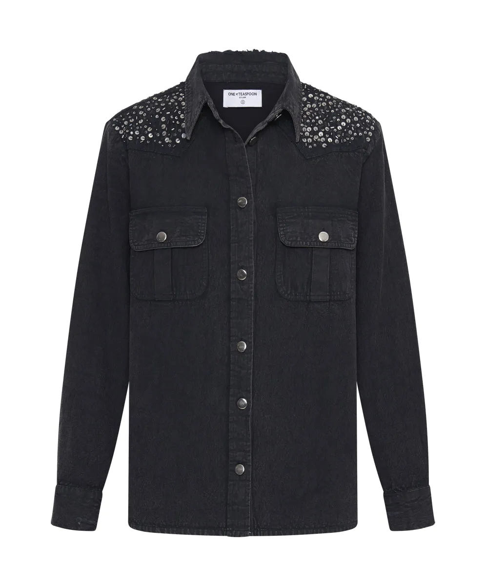Western Denim Shirt - Black