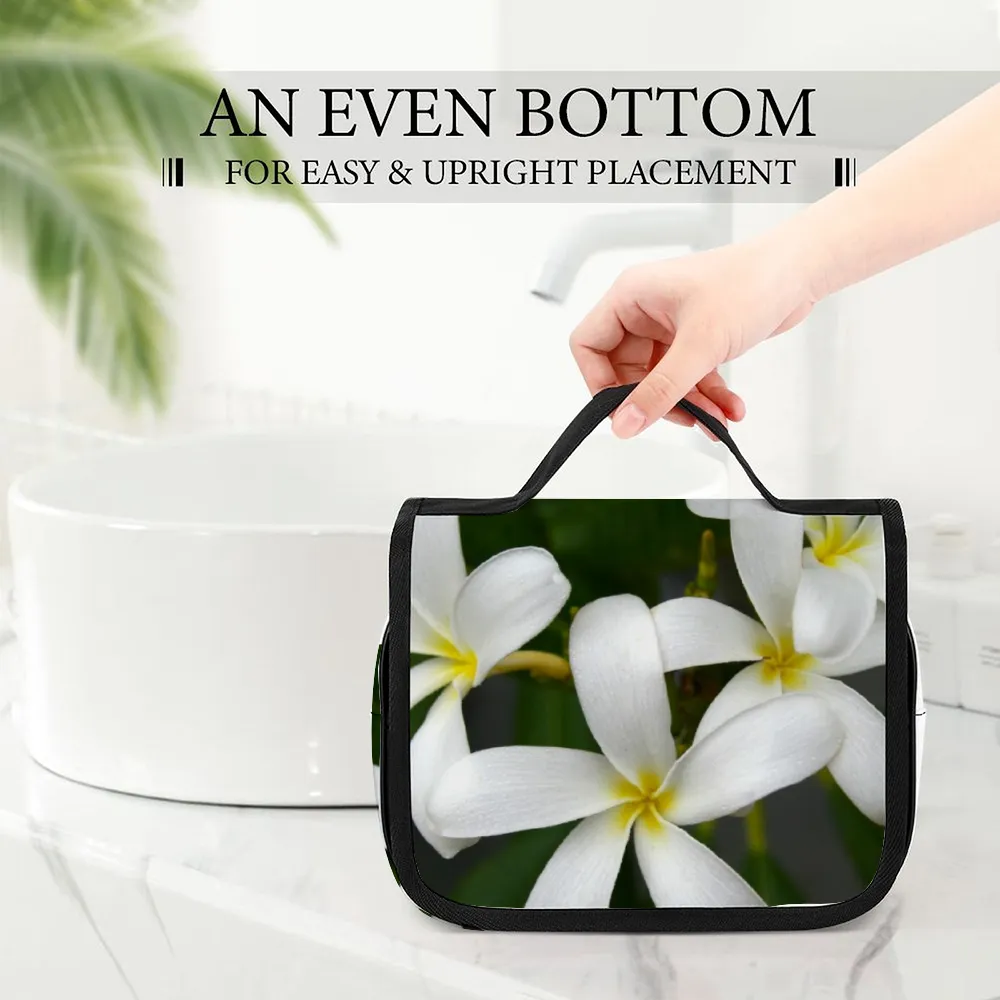 White Frangipanis Waterproof Hanging Travel Toiletry Bag