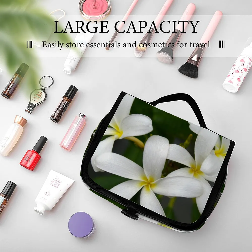 White Frangipanis Waterproof Hanging Travel Toiletry Bag