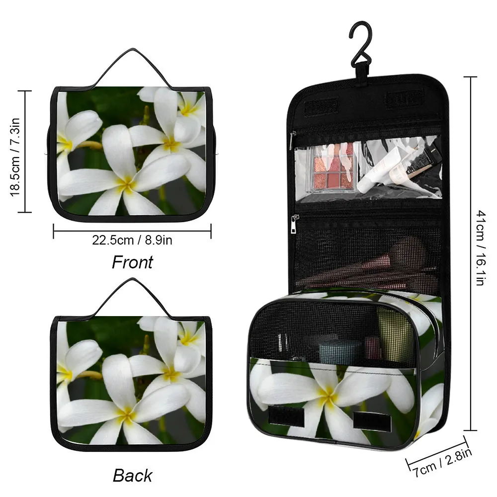 White Frangipanis Waterproof Hanging Travel Toiletry Bag