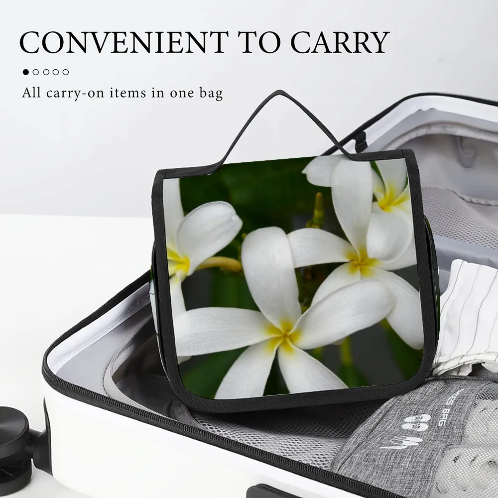White Frangipanis Waterproof Hanging Travel Toiletry Bag