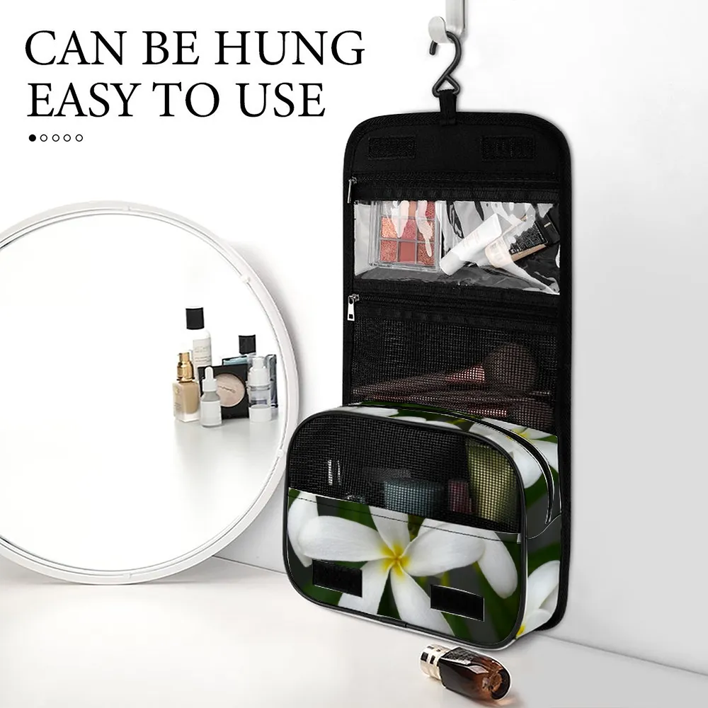 White Frangipanis Waterproof Hanging Travel Toiletry Bag