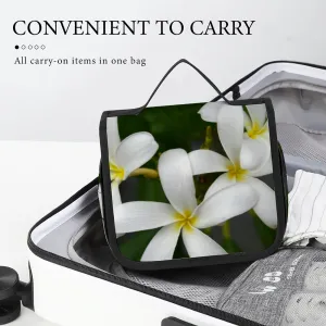 White Frangipanis Waterproof Hanging Travel Toiletry Bag