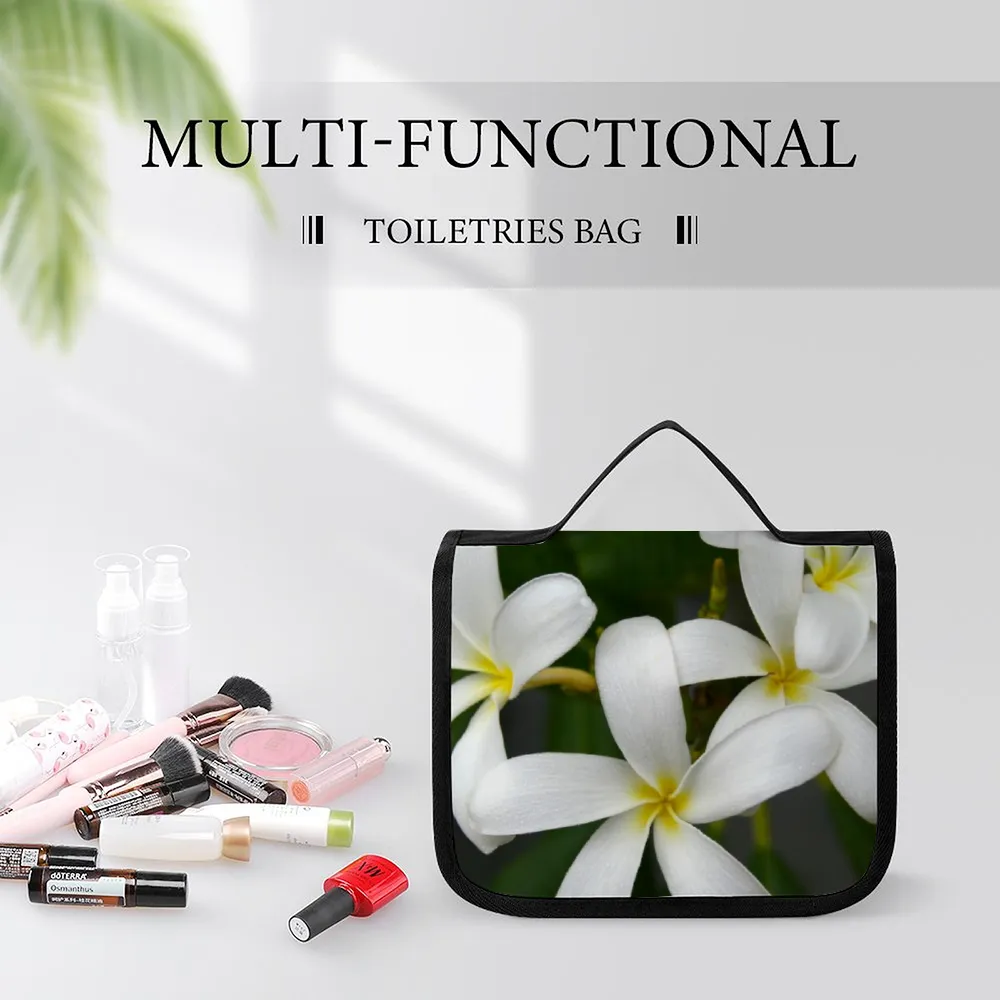 White Frangipanis Waterproof Hanging Travel Toiletry Bag