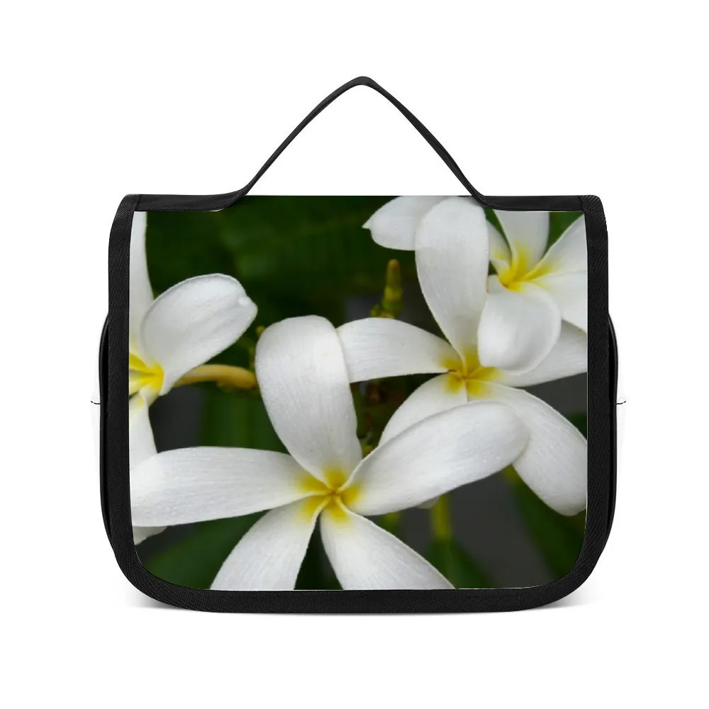 White Frangipanis Waterproof Hanging Travel Toiletry Bag