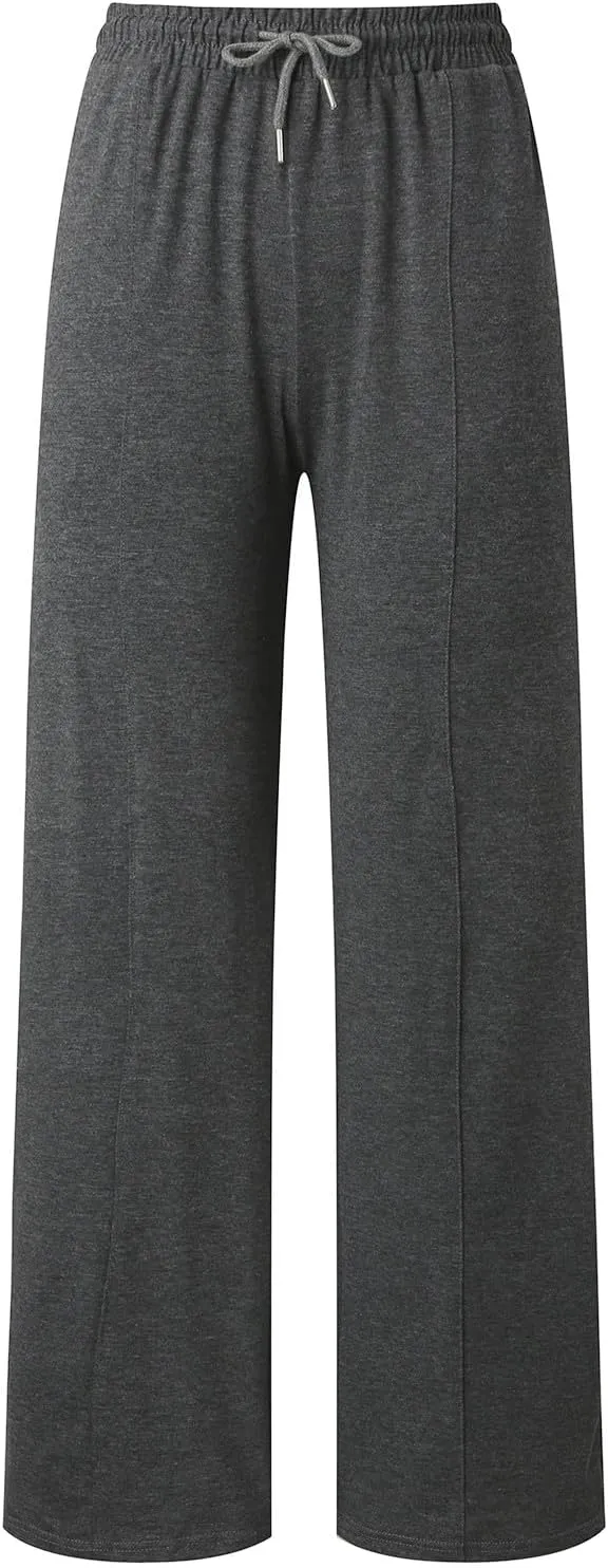Wide Leg Sweatpants Women High Waisted Drawstring Yoga Casual Lounge Sweat Pants with Pockets