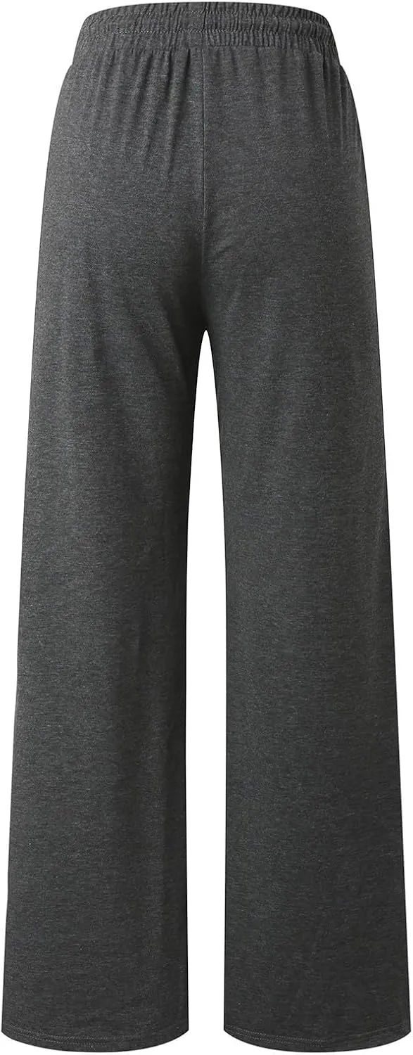 Wide Leg Sweatpants Women High Waisted Drawstring Yoga Casual Lounge Sweat Pants with Pockets