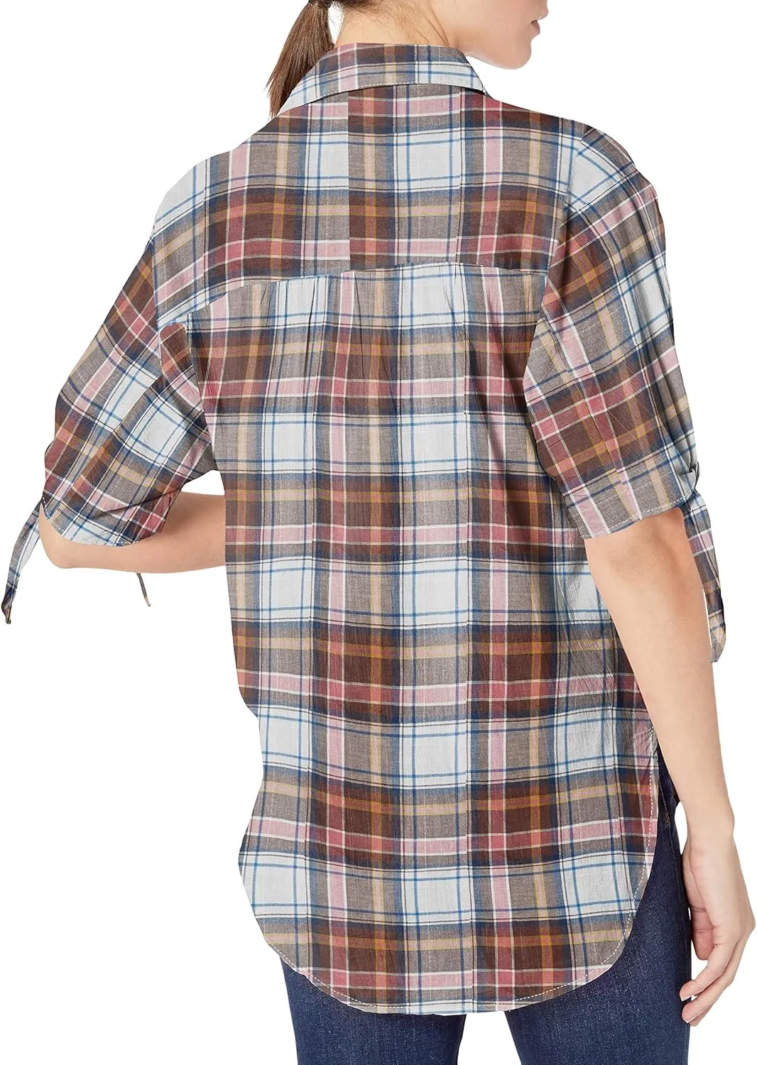 William Rast Women's Willliam Rast-Clapton Woven Top with Ties on Sleeve