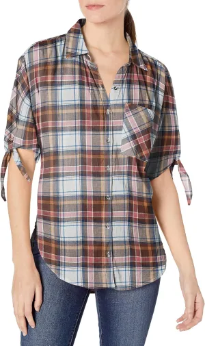 William Rast Women's Willliam Rast-Clapton Woven Top with Ties on Sleeve