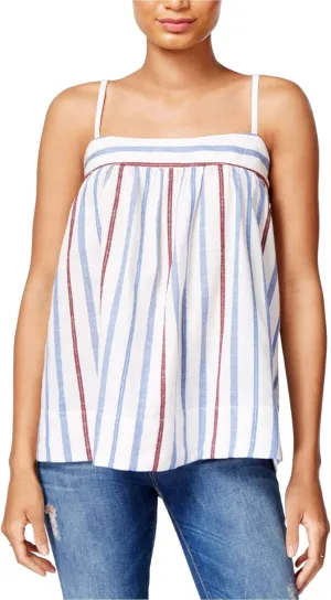 William Rast Women's Willliam Rast-Moore Spaghetti Strap Woven Tank Top, Star White Combo, S