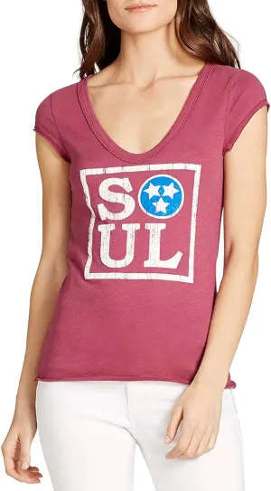 William Rast Women's Willliam Rast-Viva Graphic Tee Shirt, Marsala, XS