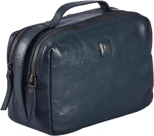Wise Owl Accessories Real Leather Toiletry Bag Dopp Kit for Men Women Travel Shaving Pouch Organiser Double Compartment Cosmetic