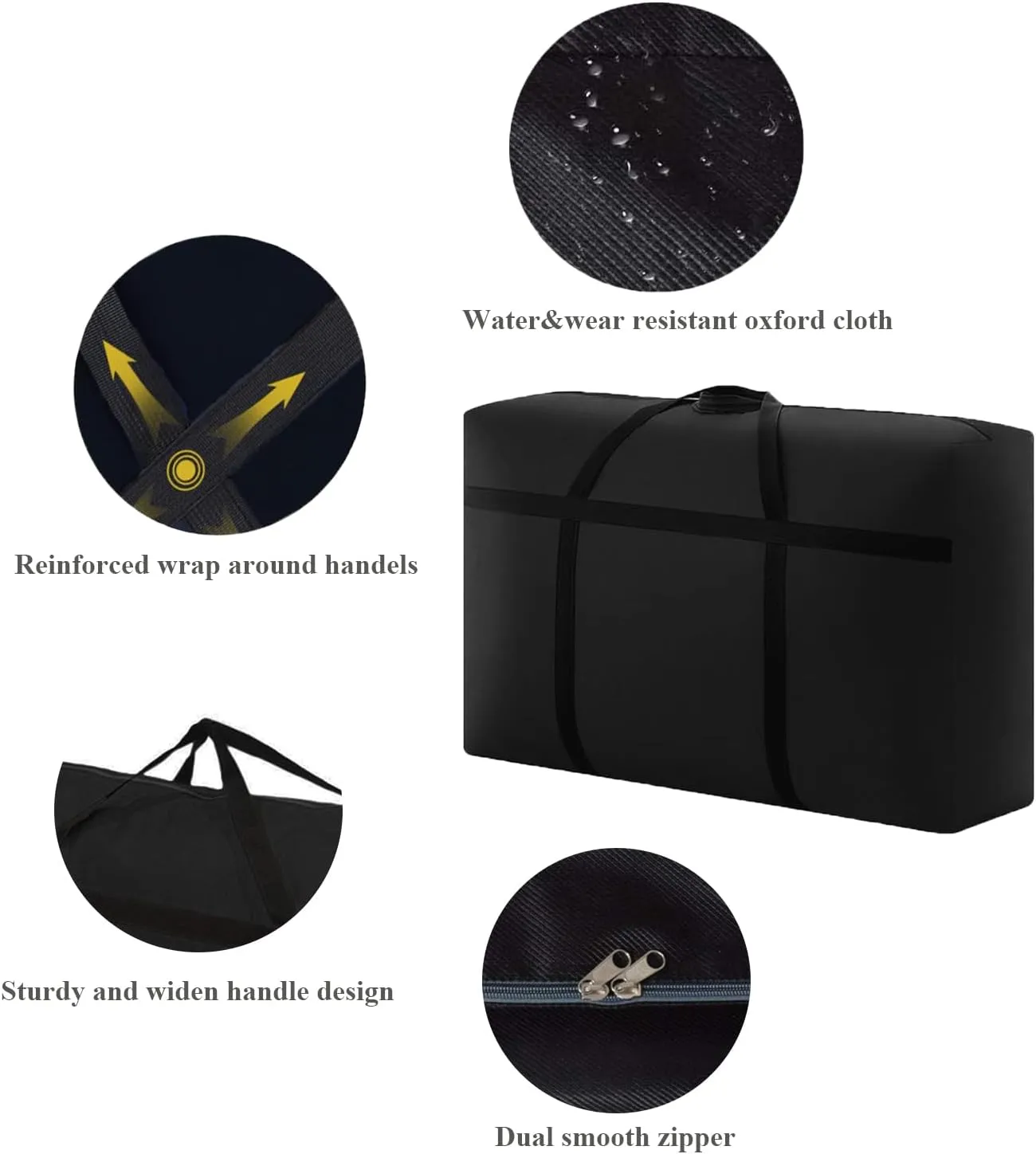 WITERY 180L Large Storage Bags - Big Moving Bags Heavy Duty with Zippers & Handles, Alternative to Moving Boxes and 39Inch Storage Tote for Space Saving, Travel, Clothes, Blankets, Pillows, Bedding