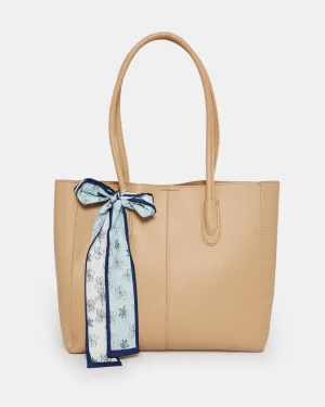 Women Beige Embellished Tote Bag