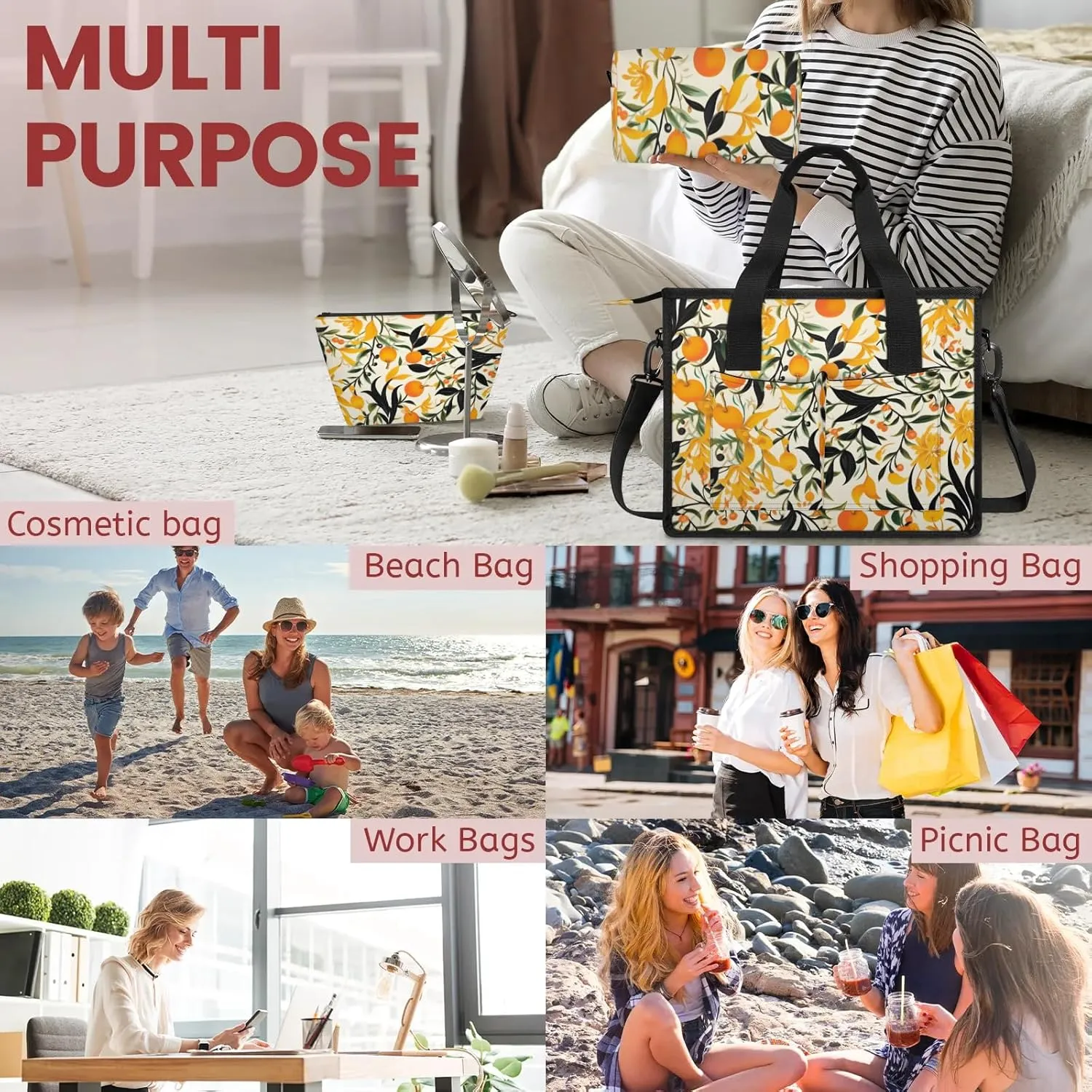 Women Fashion Tote Bag Wallet Shoulder Bags Set 3PCS Top Handle Satchel Purse Large Zippered Handbag Daily Use