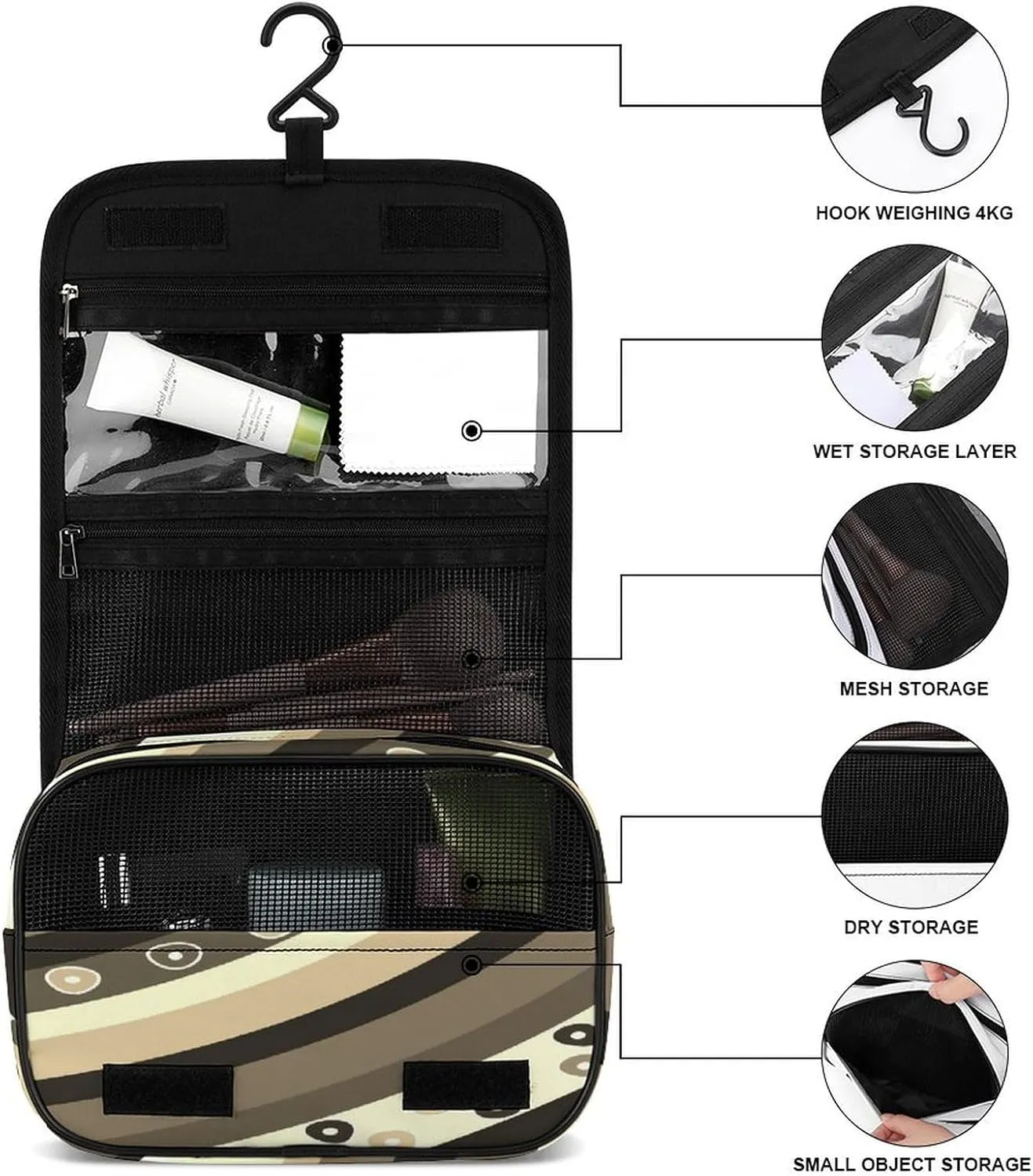 Women Hanging Toiletry Wash bag, Travel Cosmetic Storage Case Organizer