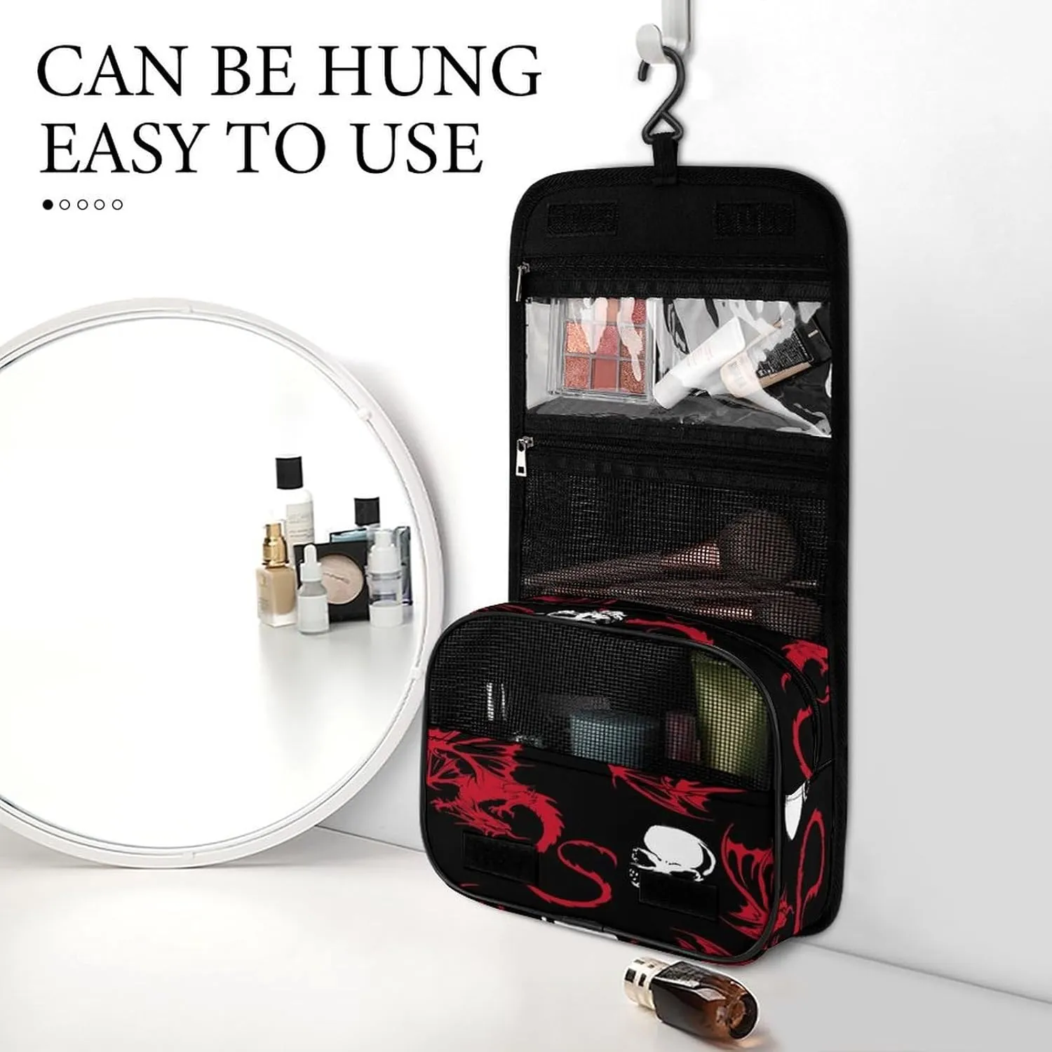 Women Hanging Toiletry Wash bag, Travel Cosmetic Storage Case Organizer