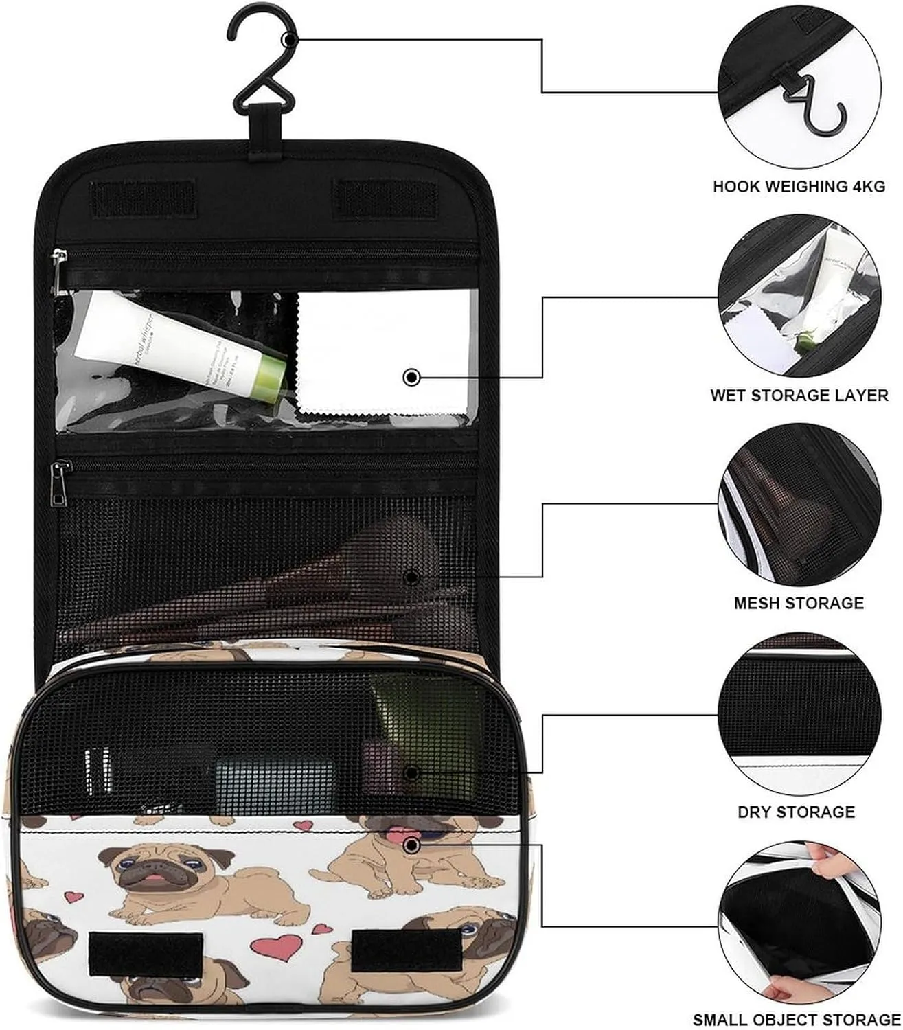 Women Hanging Toiletry Wash bag, Travel Cosmetic Storage Case Organizer
