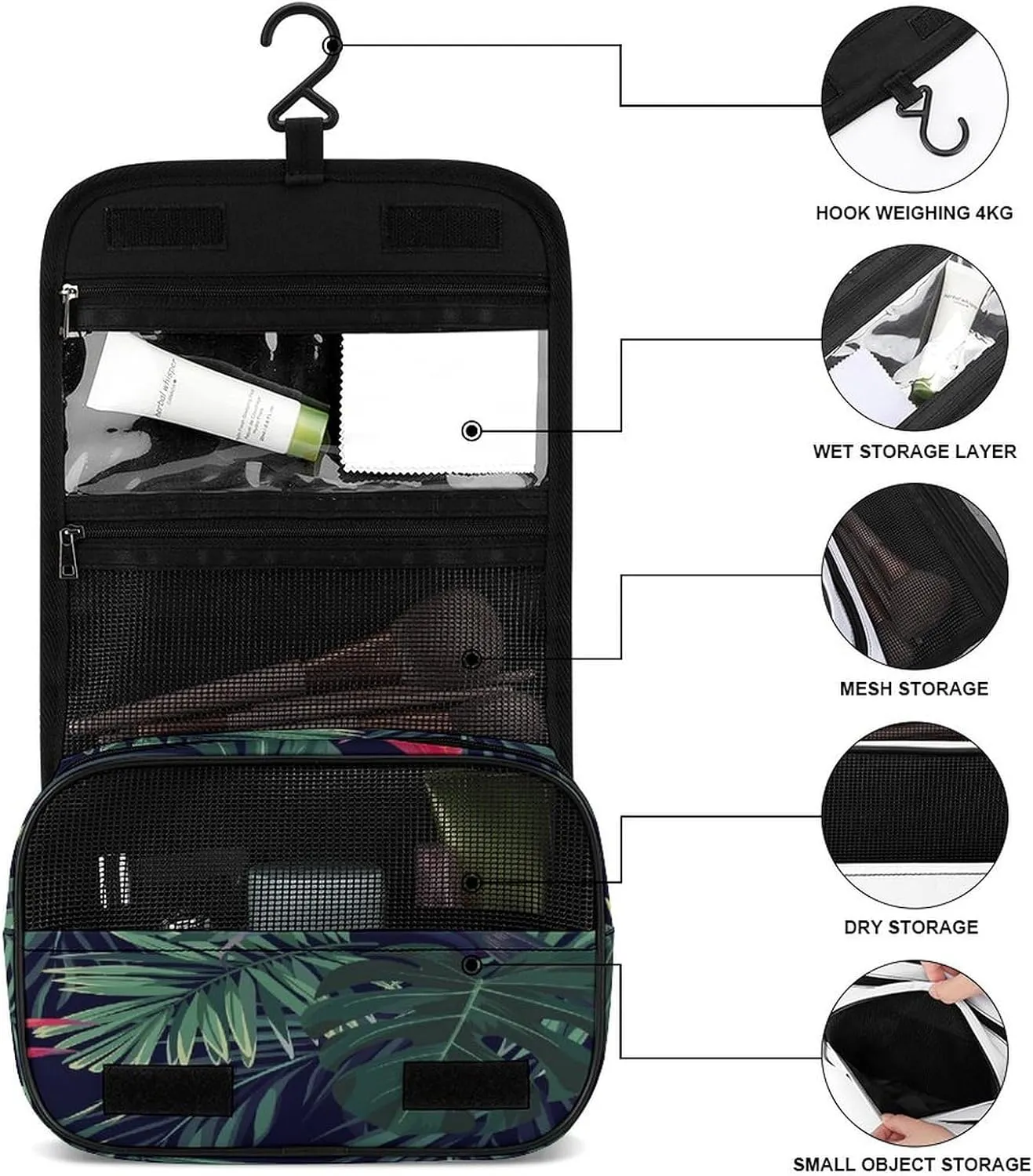 Women Hanging Toiletry Wash bag, Travel Cosmetic Storage Case Organizer