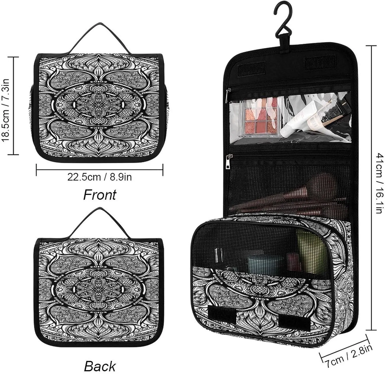 Women Hanging Toiletry Wash bag, Travel Cosmetic Storage Case Organizer