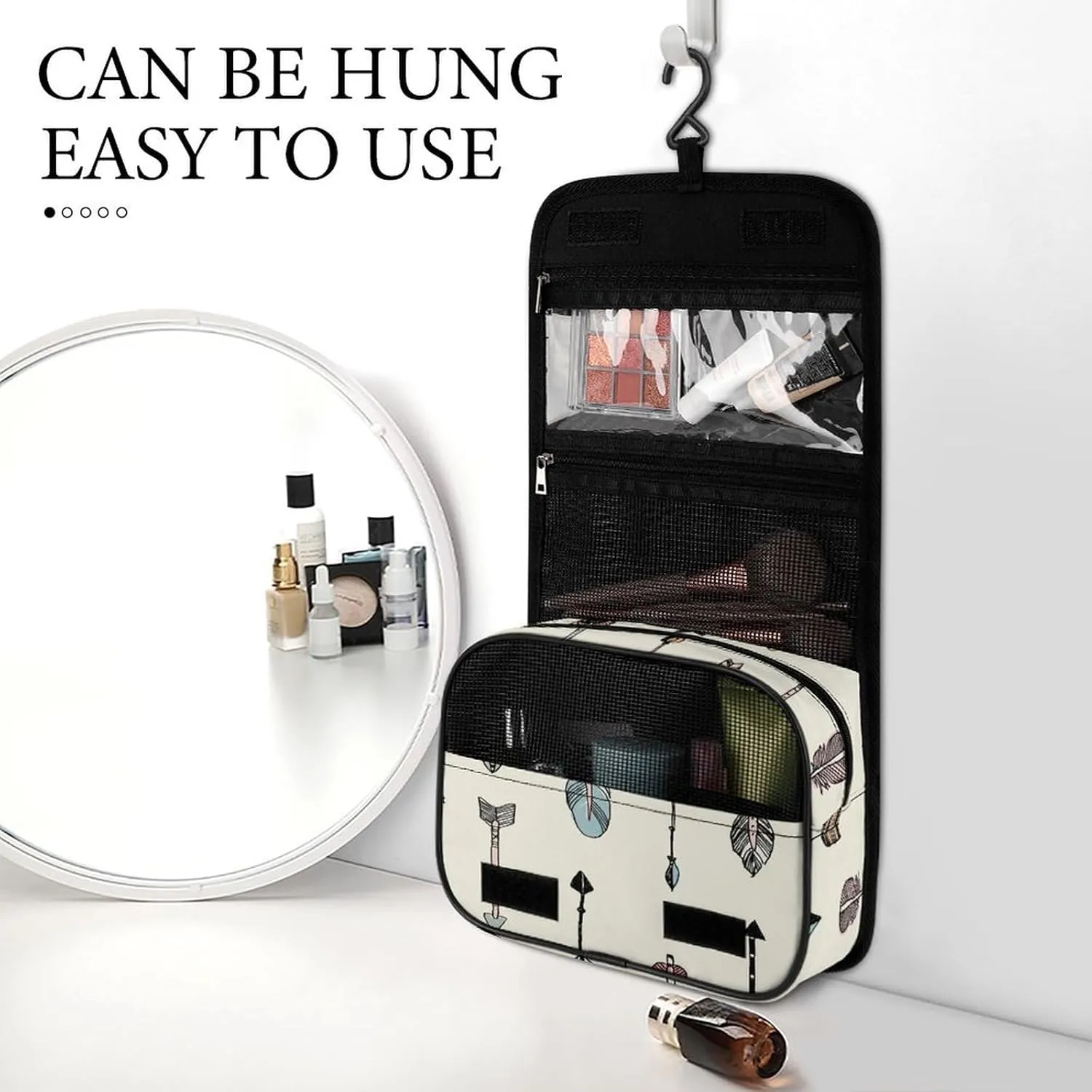 Women Hanging Toiletry Wash bag, Travel Cosmetic Storage Case Organizer
