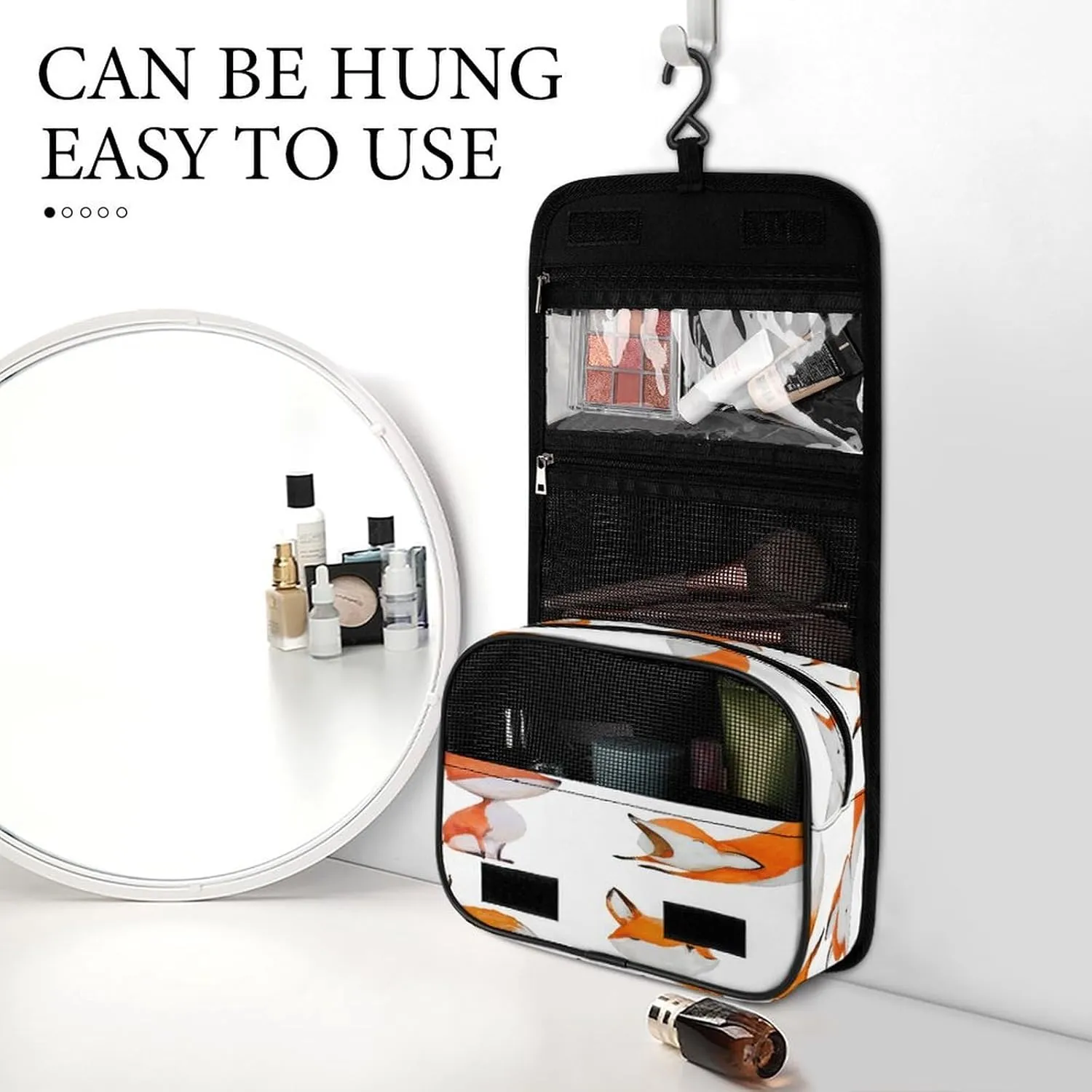 Women Hanging Toiletry Wash bag, Travel Cosmetic Storage Case Organizer