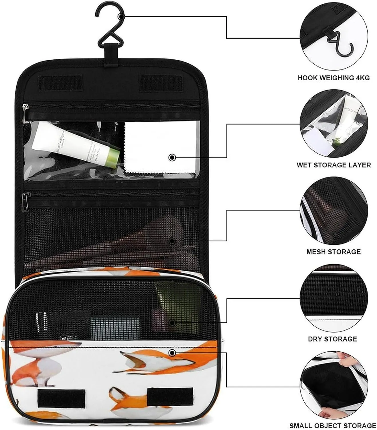 Women Hanging Toiletry Wash bag, Travel Cosmetic Storage Case Organizer