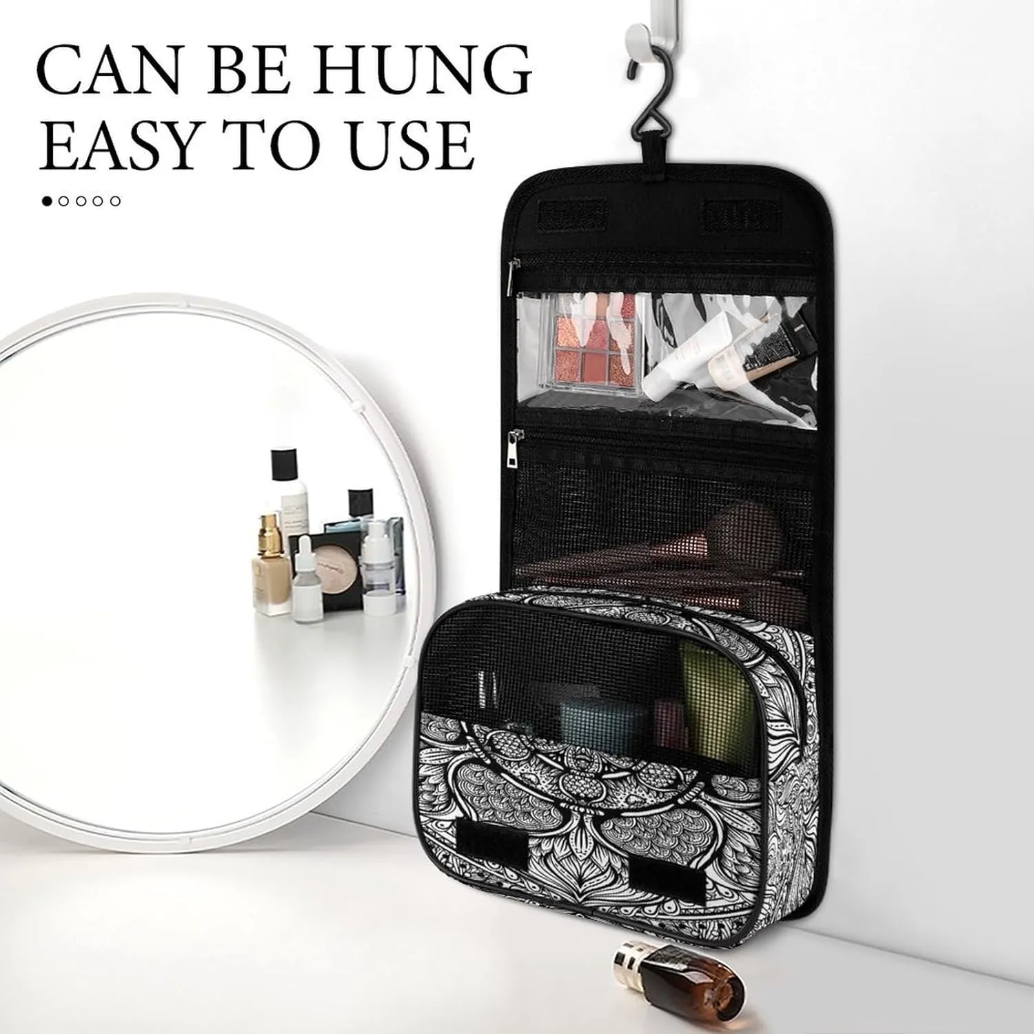 Women Hanging Toiletry Wash bag, Travel Cosmetic Storage Case Organizer