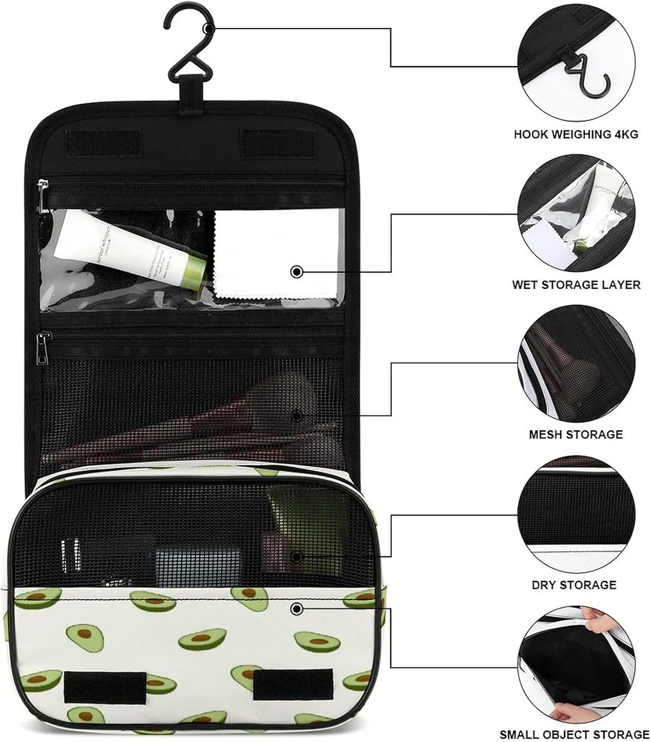 Women Hanging Toiletry Wash bag, Travel Cosmetic Storage Case Organizer