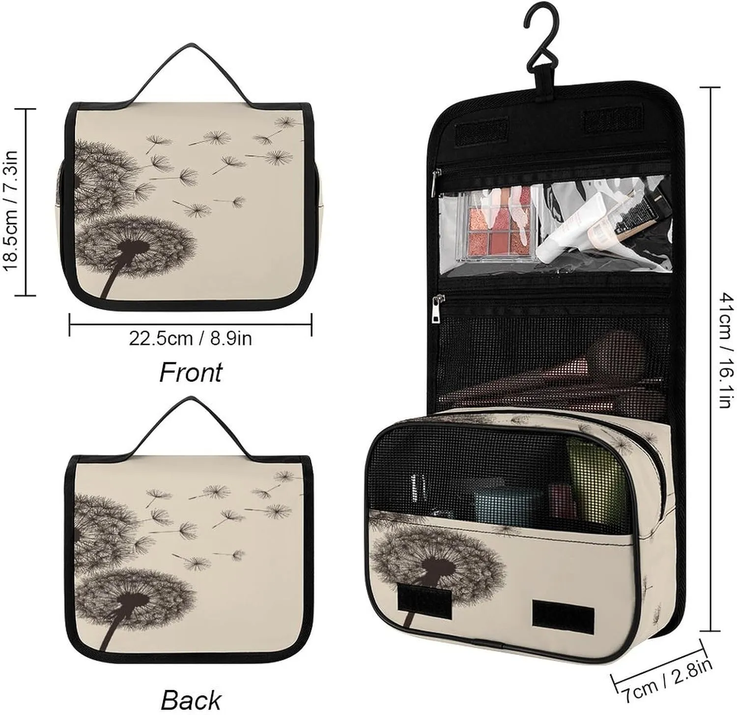 Women Hanging Toiletry Wash bag, Travel Cosmetic Storage Case Organizer
