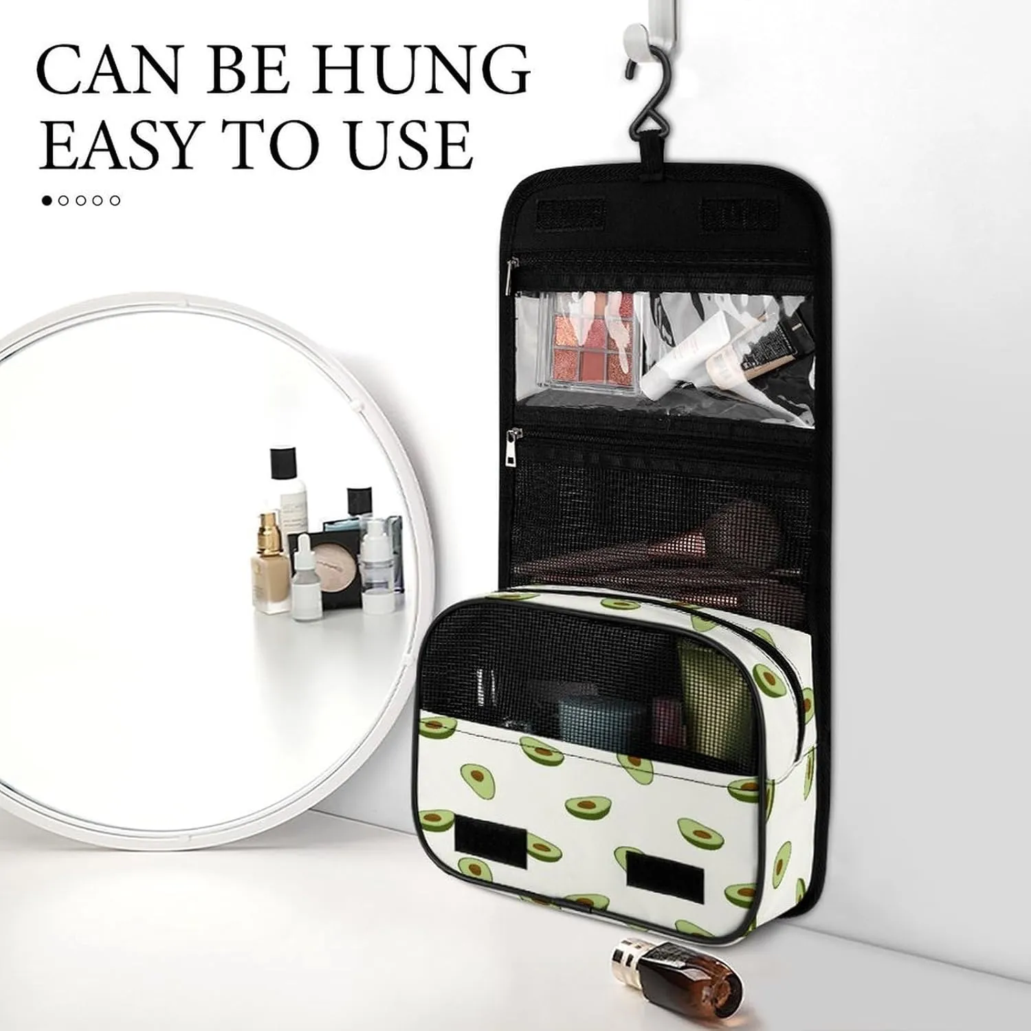 Women Hanging Toiletry Wash bag, Travel Cosmetic Storage Case Organizer