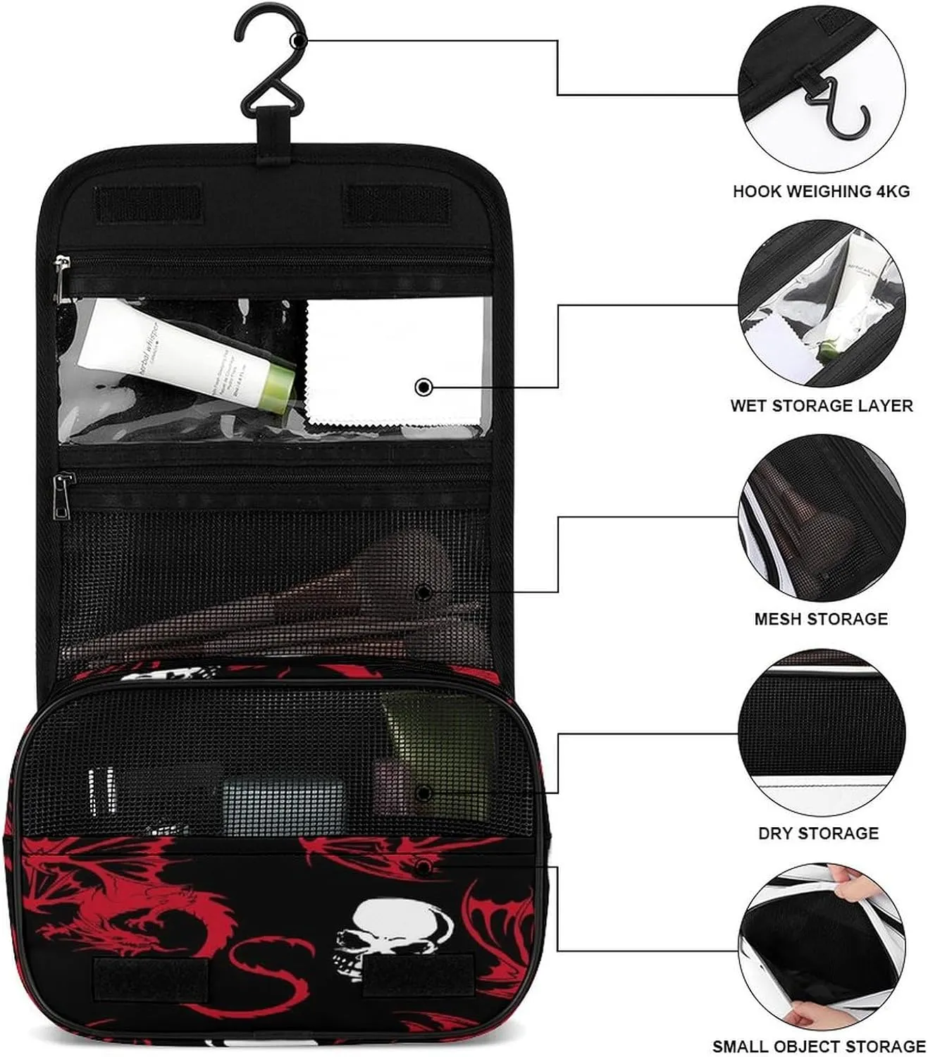 Women Hanging Toiletry Wash bag, Travel Cosmetic Storage Case Organizer