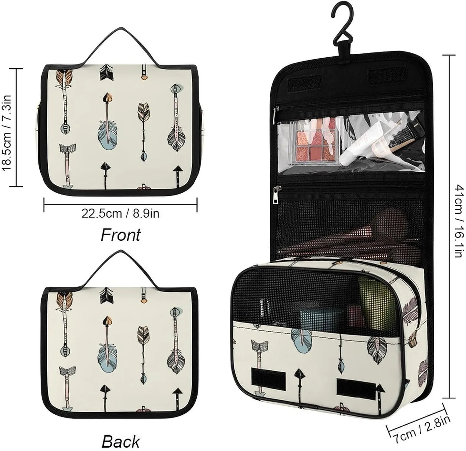 Women Hanging Toiletry Wash bag, Travel Cosmetic Storage Case Organizer